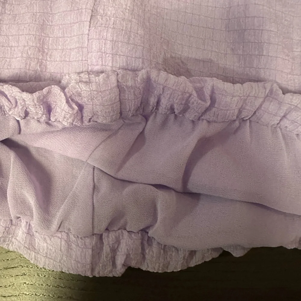 ASTR The Label Purple Textured V-Neck Puff Sleeve Top XL - Picture 10 of 11